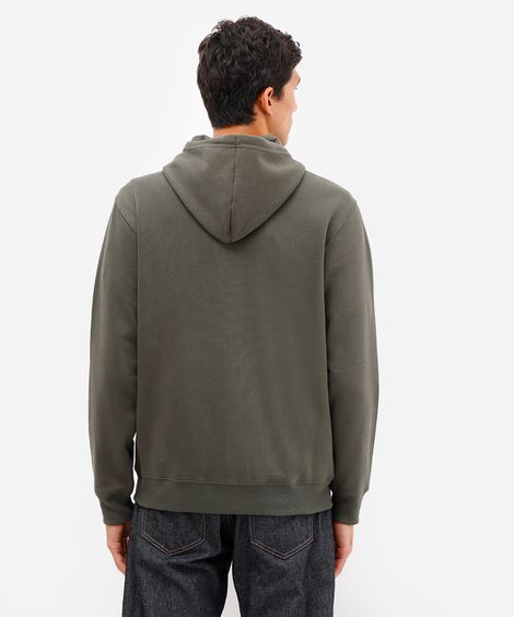 jaqueta básica masculina de moletom com capuz verde