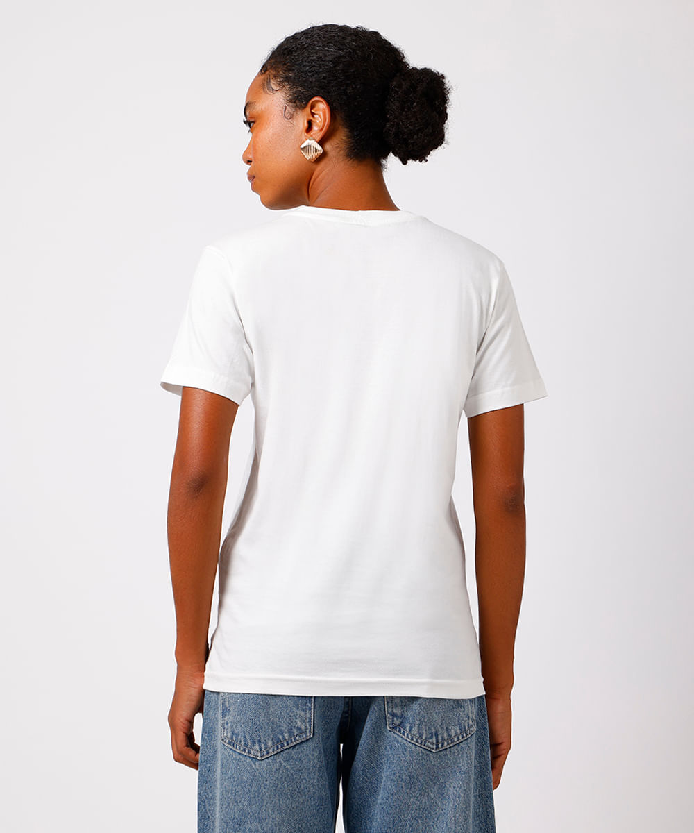 camiseta feminina de algodão lets eat cake mindset off white
