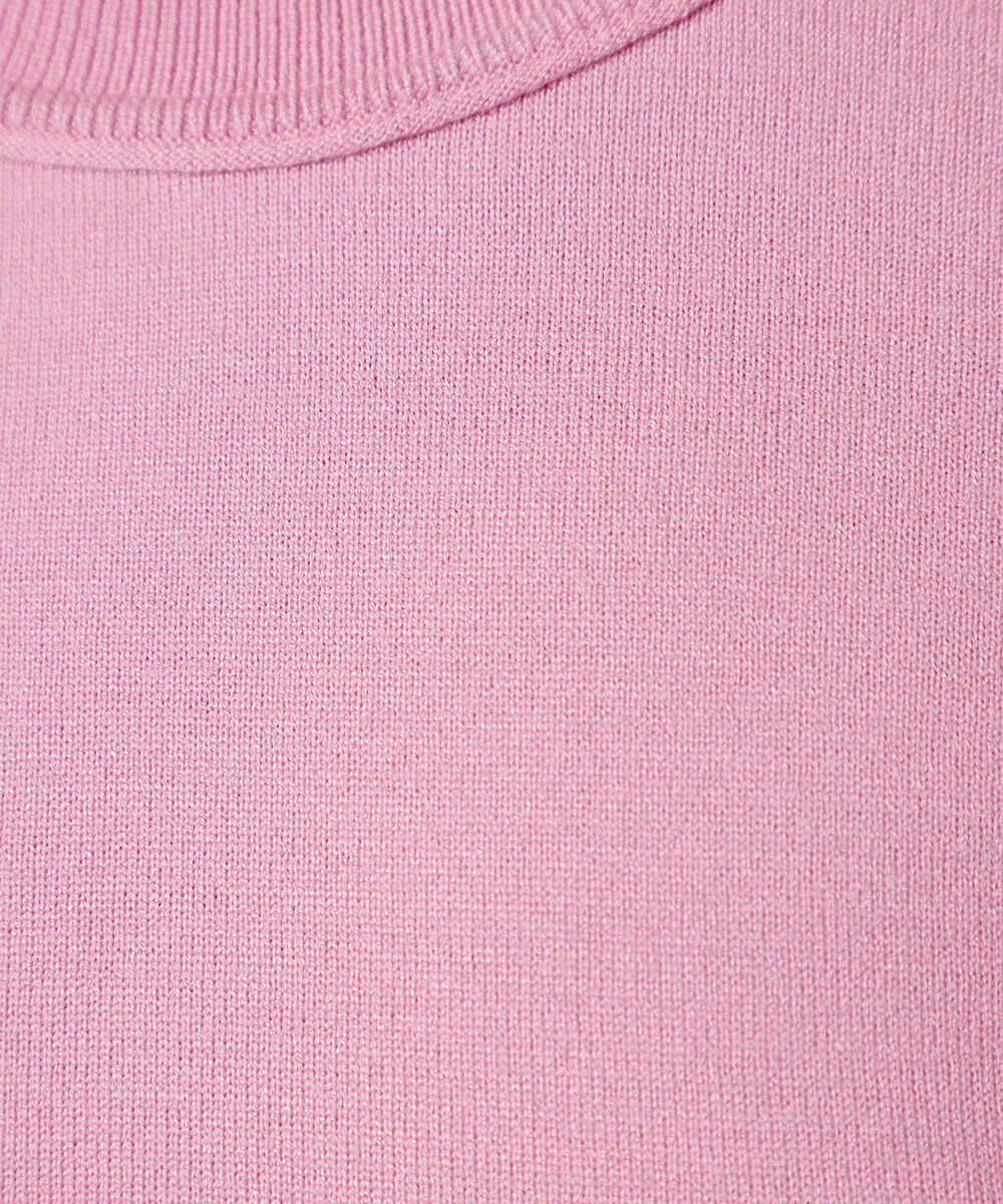 blusa slim de tricot manga curta mindset rosa