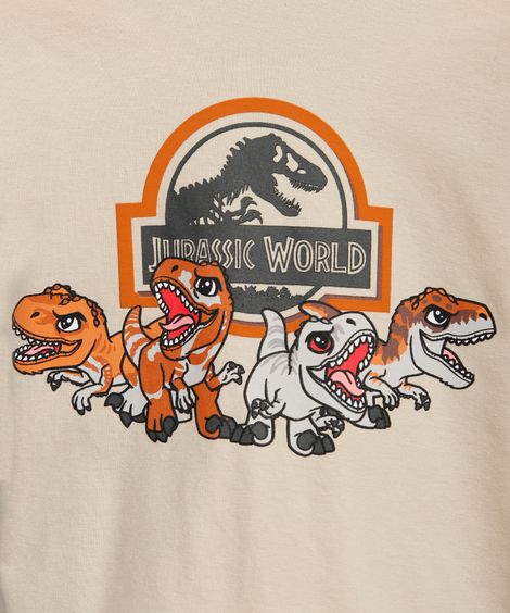 blusa de algodão infantil manga longa jurassic world bege