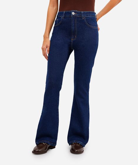 calça flare feminina jeans cintura média azul