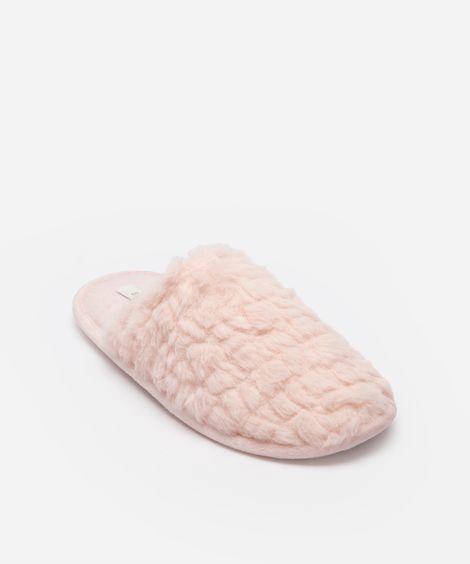 pantufa feminina de pelúcia com antiderrapante rosa