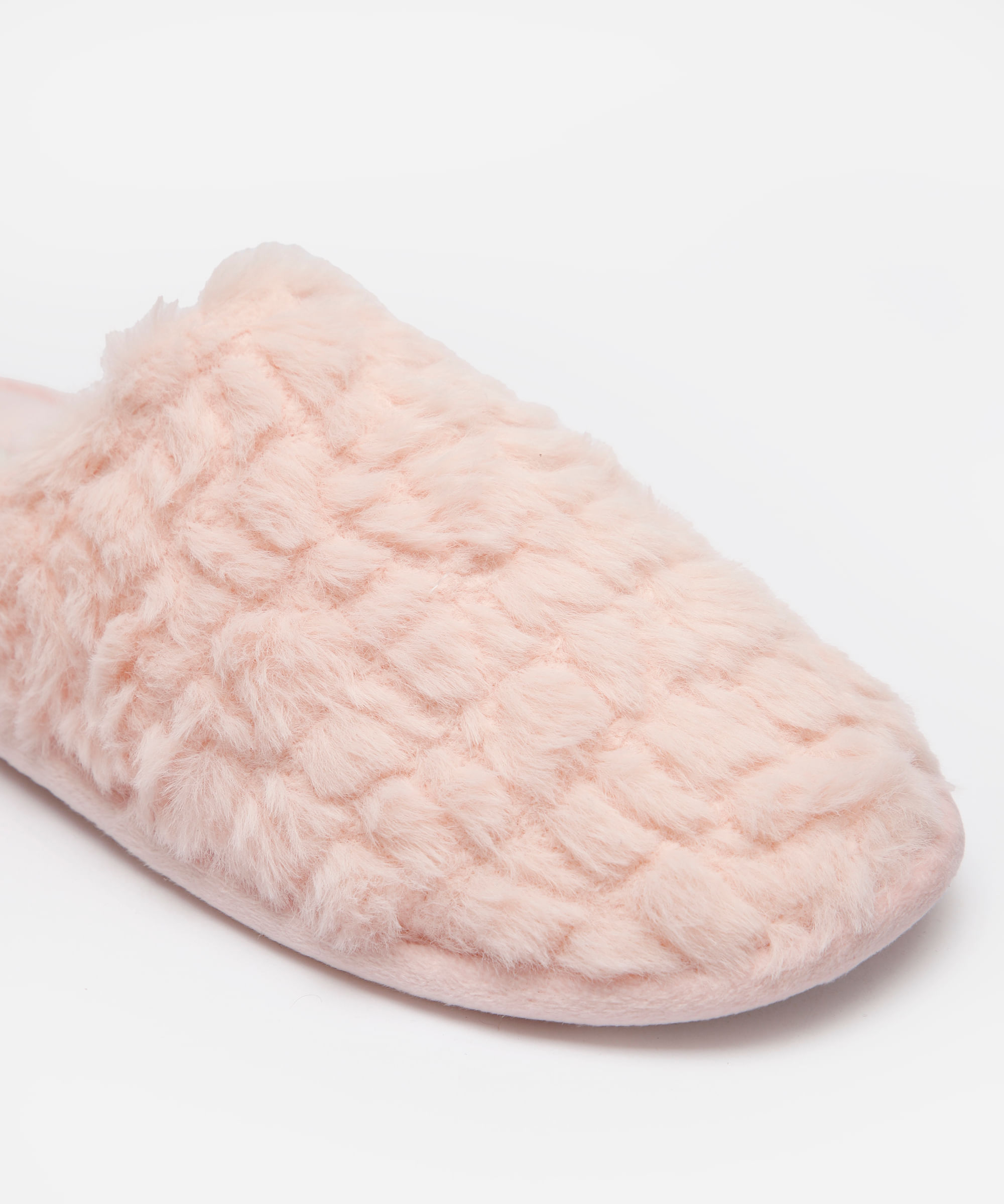pantufa feminina de pelúcia com antiderrapante rosa
