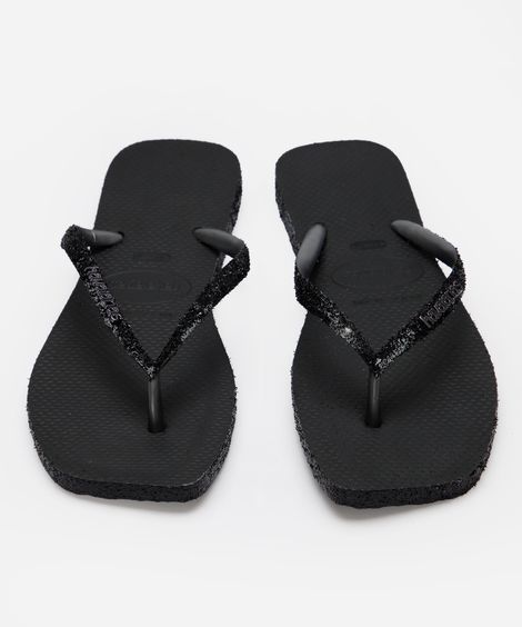 chinelo havaianas slim texturizado preto