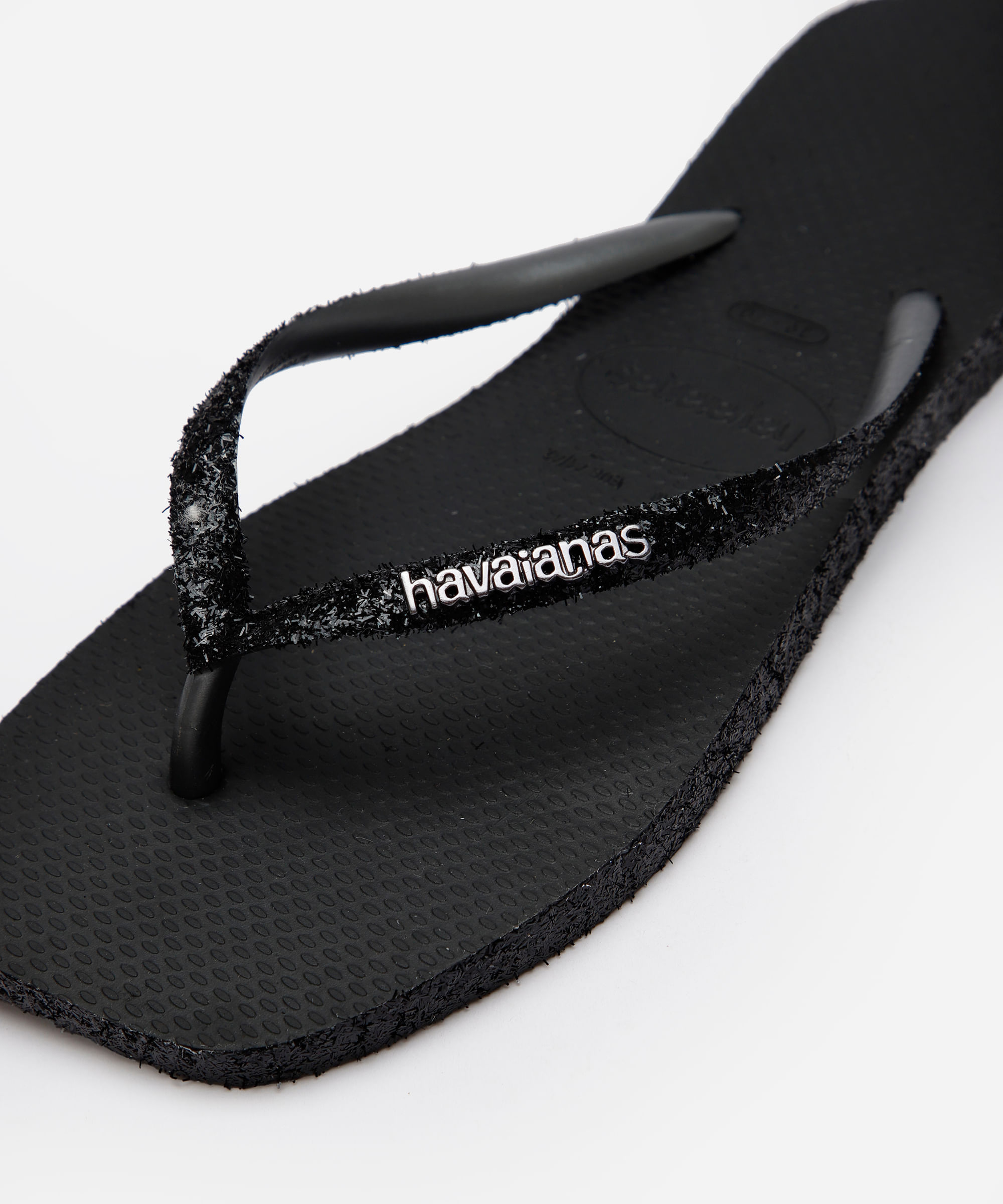 chinelo havaianas slim texturizado preto