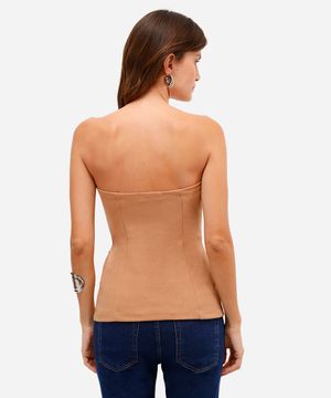 blusa sem alça feminina texturizada marrom