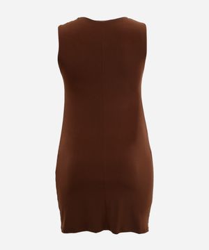 vestido curto feminino franzido mindset plus size marrom