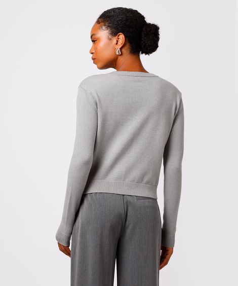 cardigan feminino de tricot mindset cinza