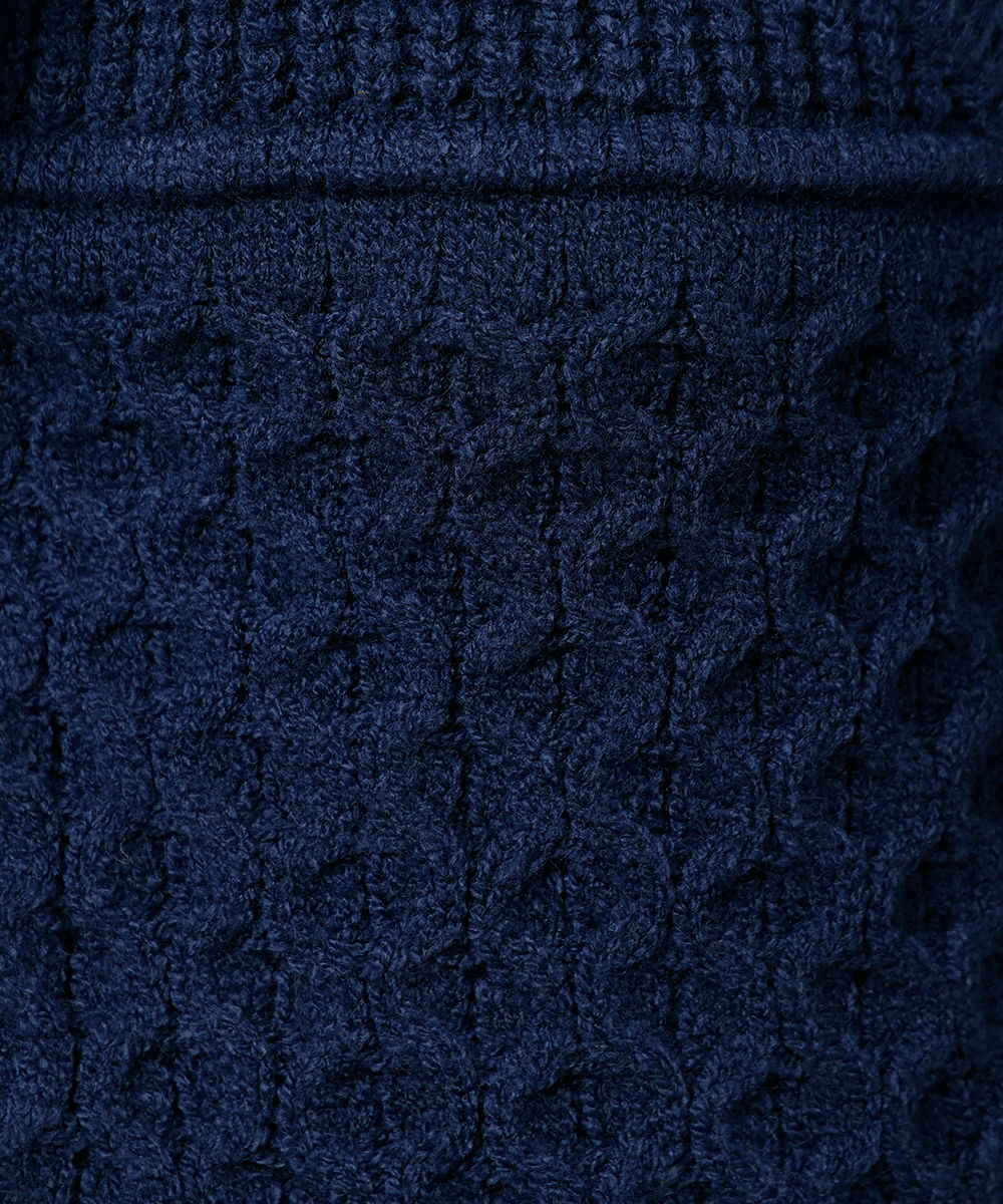 suéter feminino de tricot decote v texturizado mindset azul