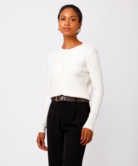 cardigan feminino de tricot mindset off white