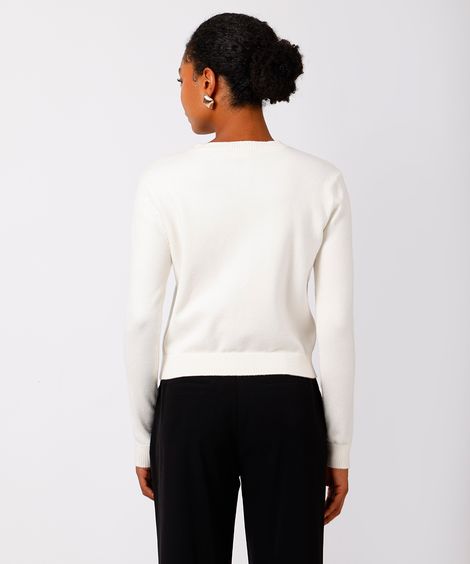 cardigan feminino de tricot mindset off white