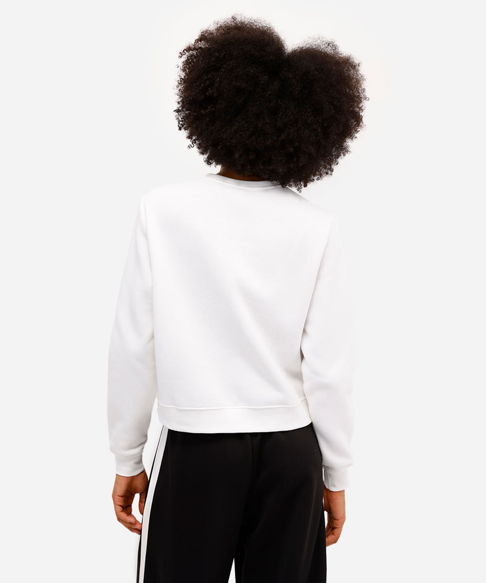 blusão cropped feminino de moletom felpado hello kitty off white