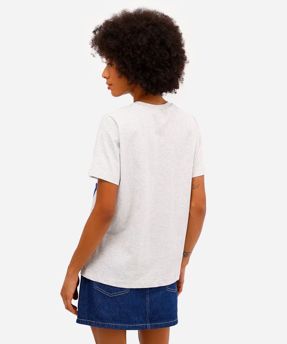 camiseta feminina de algodão looney tunes cinza