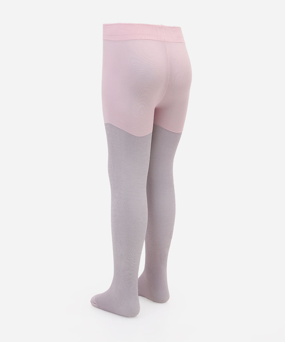 meia calça infantil com lurex rosa