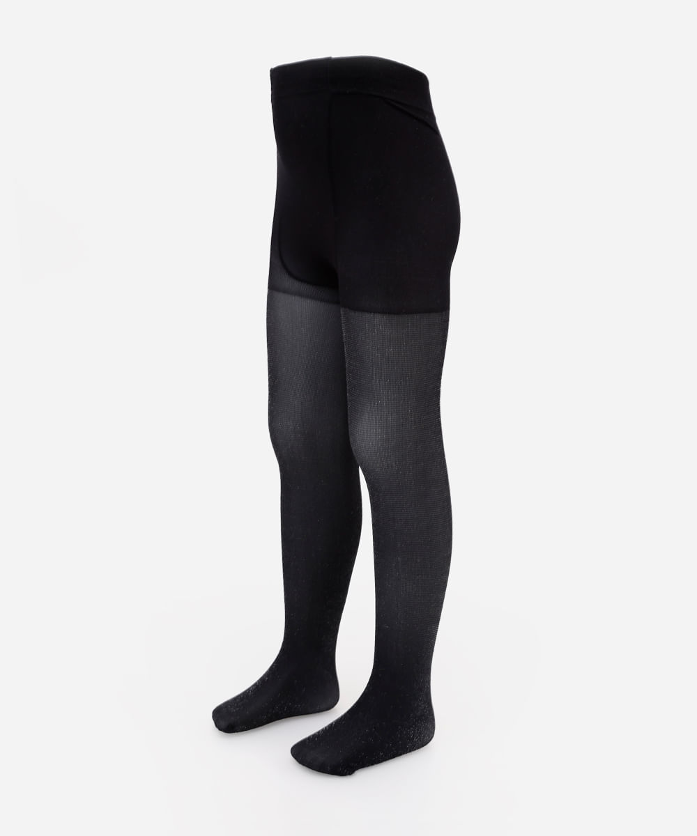 meia calça infantil com lurex preta