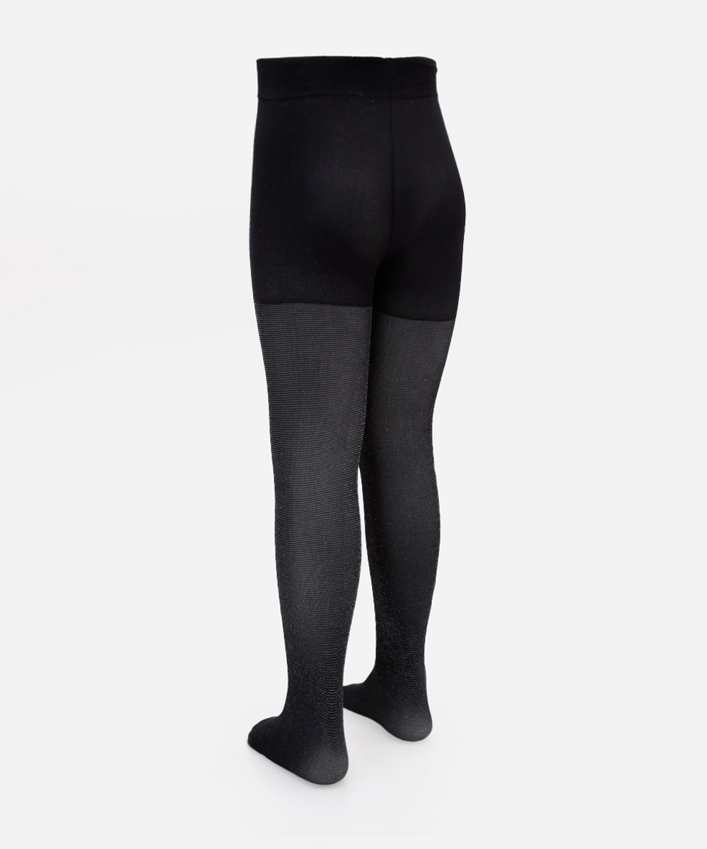 meia calça infantil com lurex preta