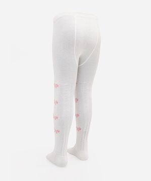 meia calça infantil lacinho off white