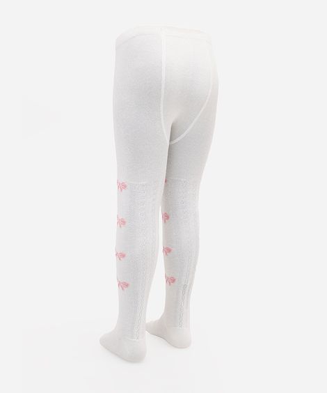 meia calça infantil lacinho off white