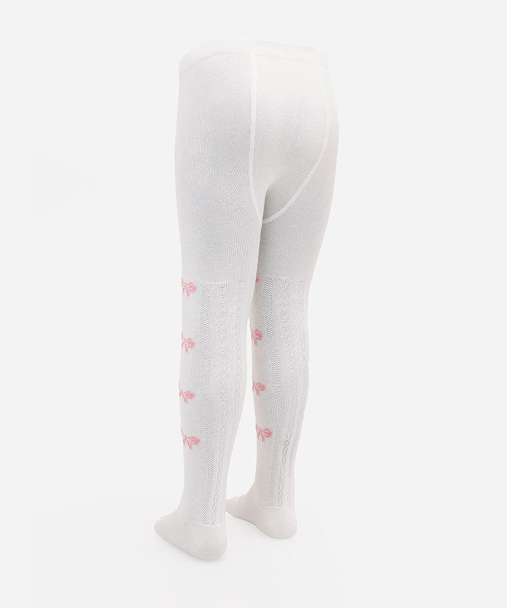 meia calça infantil lacinho off white