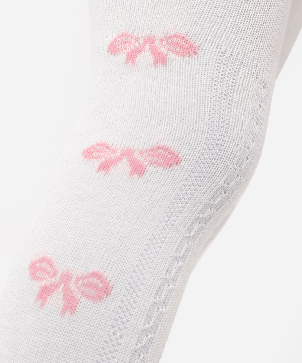 meia calça infantil lacinho off white