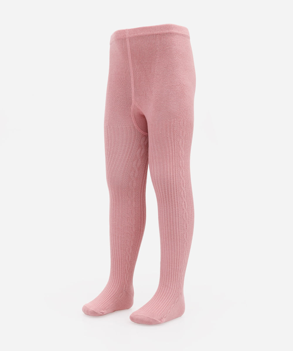 meia calça infantil texturizada rosa