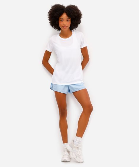 short running feminino com bolso esportivo azul
