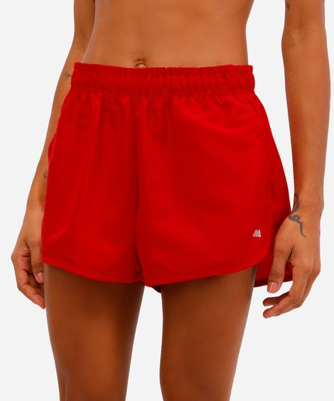short running feminino com bolso esportivo vermelho