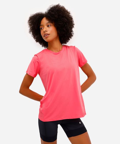 camiseta esportiva feminina manga curta rosa
