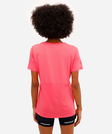 camiseta esportiva feminina manga curta rosa