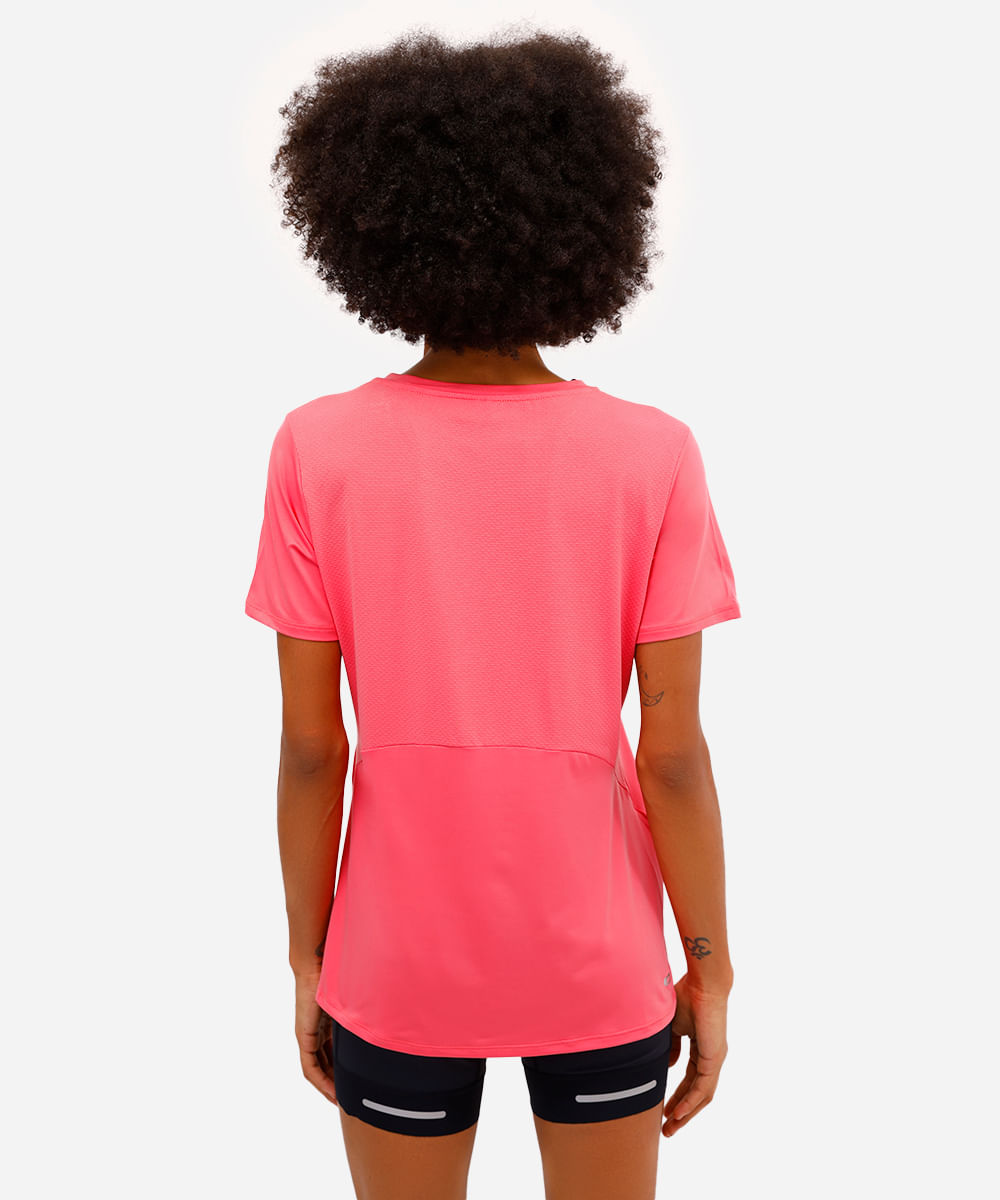 camiseta esportiva feminina manga curta rosa