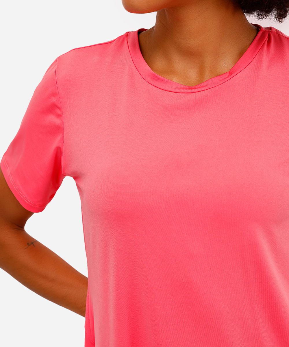 camiseta esportiva feminina manga curta rosa