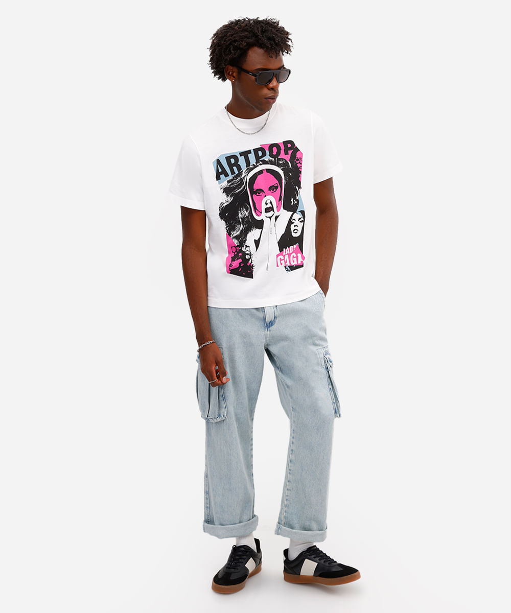 camiseta unissex de algodão artpop lady gaga off white