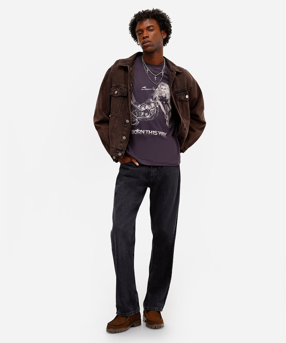 camiseta unissex de algodão born this way lady gaga cinza