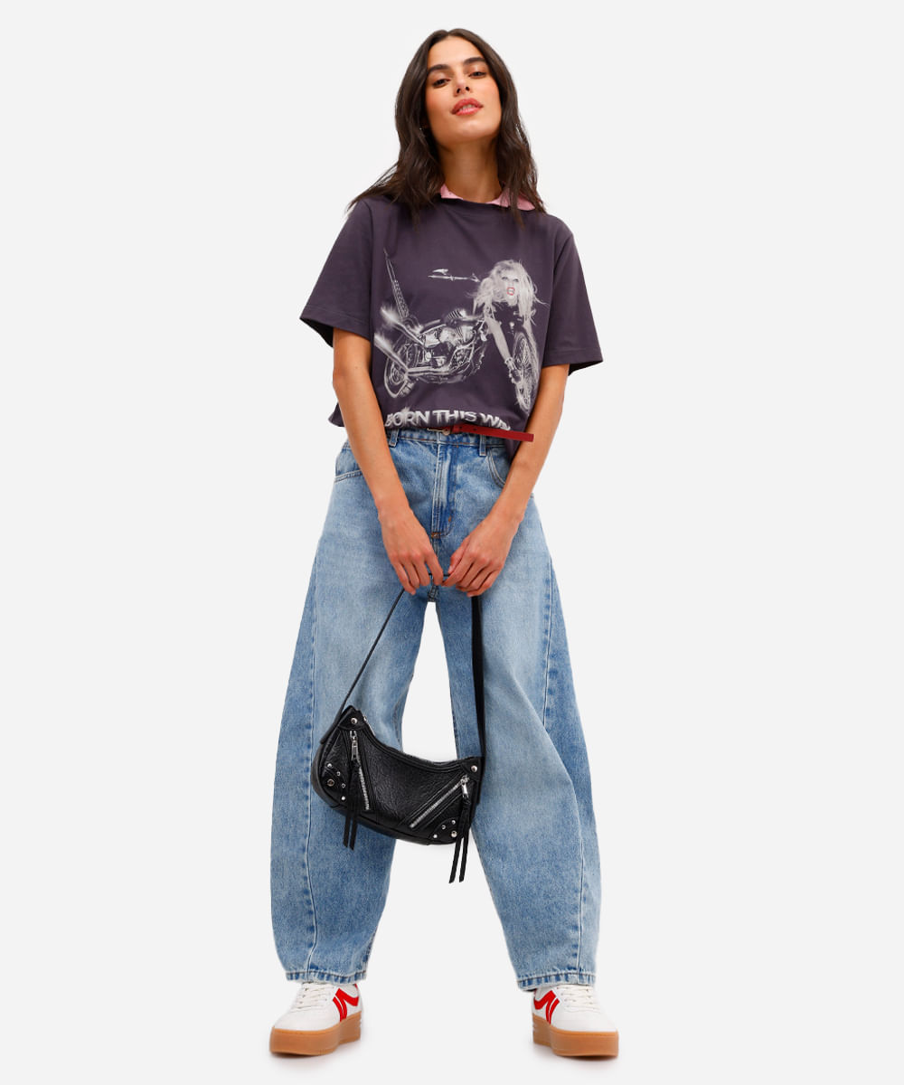 camiseta unissex de algodão born this way lady gaga cinza