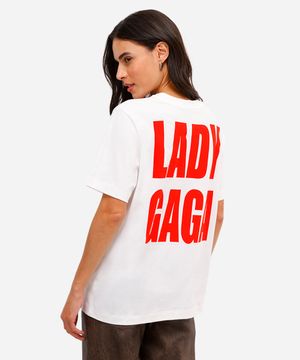 camiseta unissex de algodão lady gaga off white