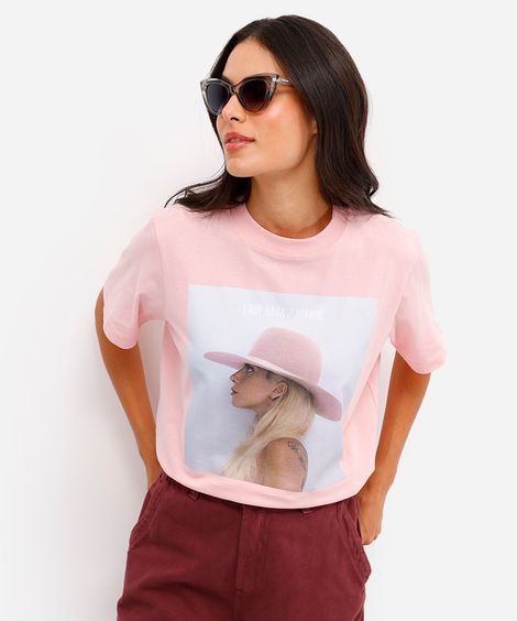 camiseta unissex de algodão joanne lady gaga - rosa claro