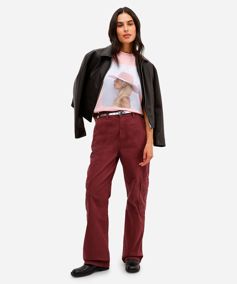 camiseta unissex de algodão joanne lady gaga - rosa claro