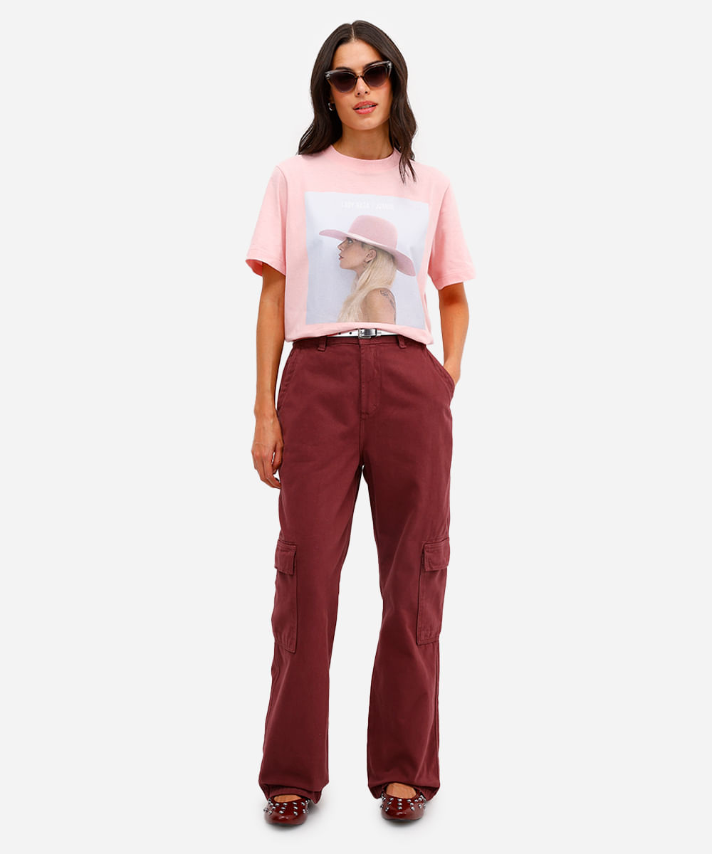 camiseta unissex de algodão joanne lady gaga - rosa claro