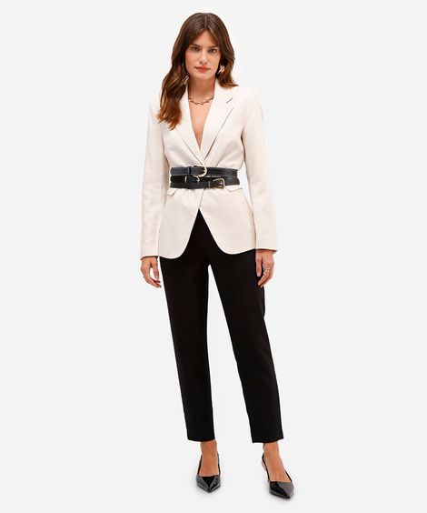 calça de alfaiataria feminina com pences preta