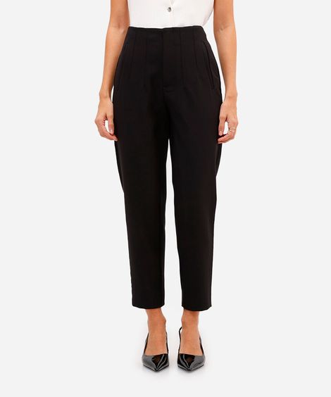 calça de alfaiataria feminina com pences preta