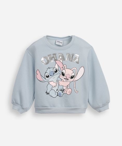 blusão de moletom infantil stitch e angel azul
