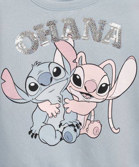 blusão de moletom infantil stitch e angel azul