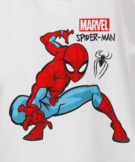 camiseta de algodão infantil manga curta homem aranha off white