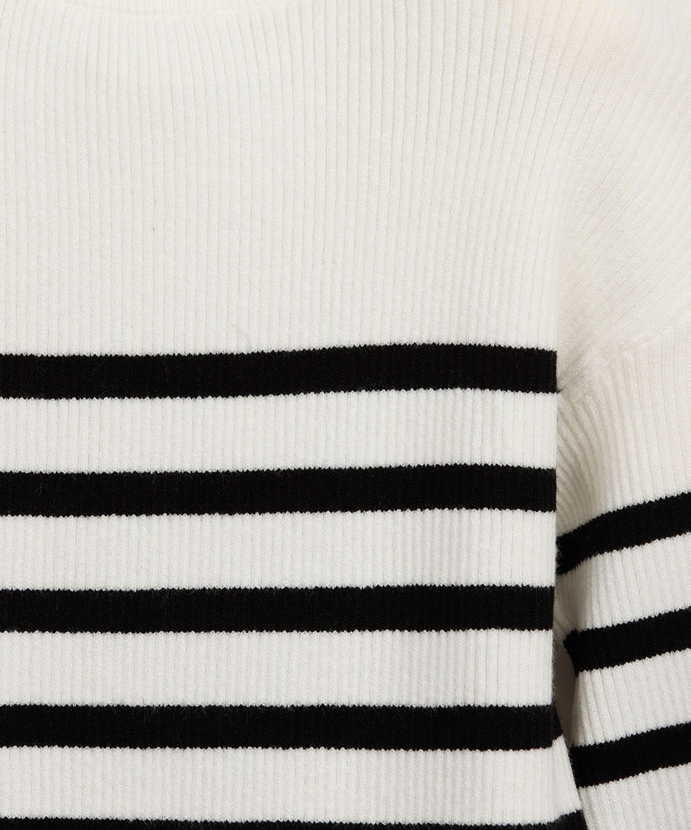 vestido infantil de tricot listrado off white