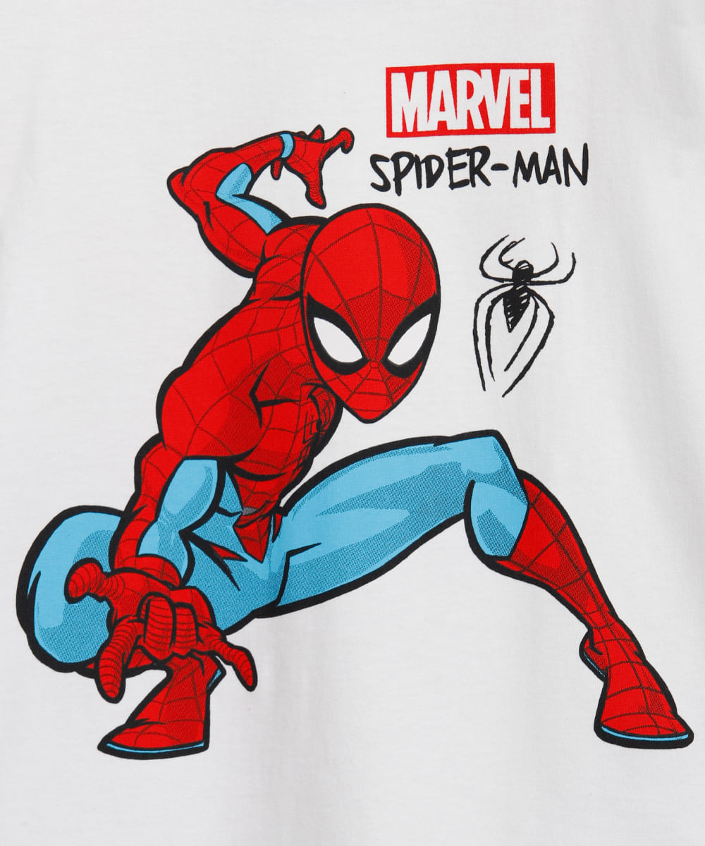 blusa de algodão infantil manga longa homem aranha off white
