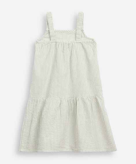 vestido infantil listrado e texturizado verde