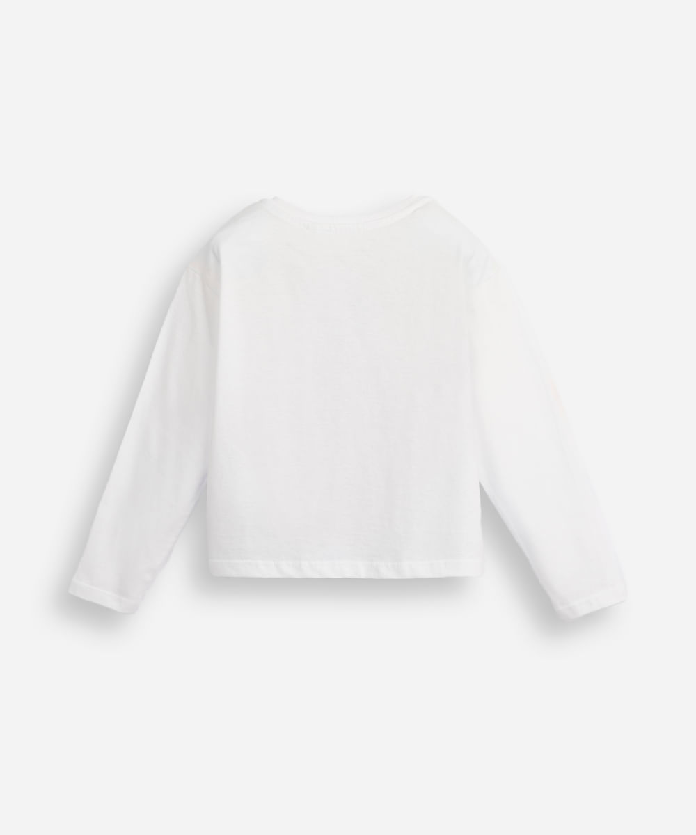 blusa de algodão infantil manga longa degradê stitch off white