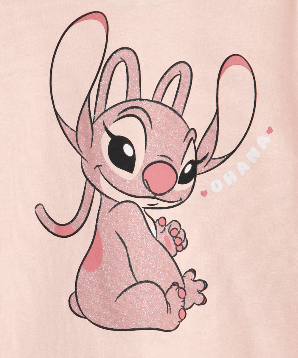 blusa de algodão infantil manga longa com glitter angel rosa