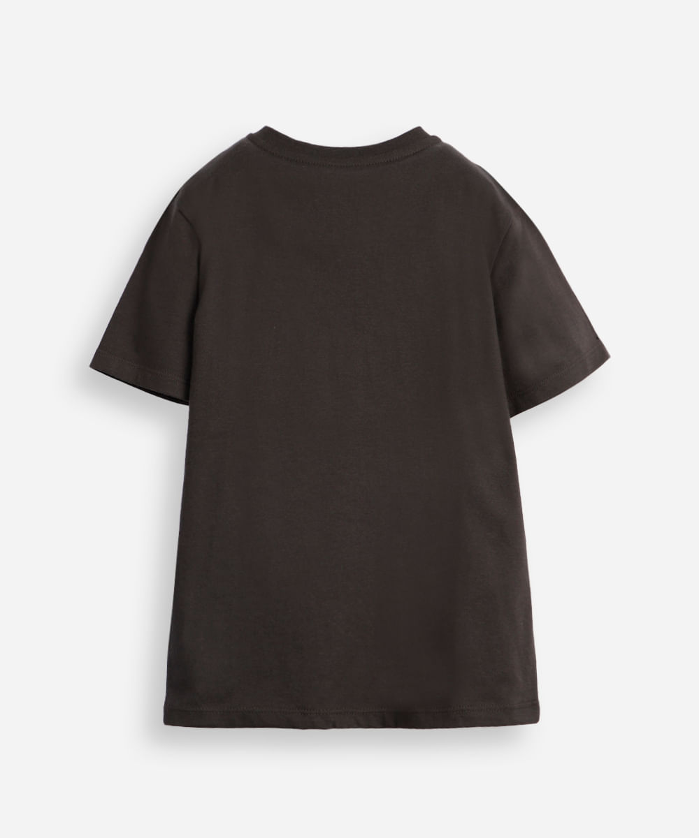 camiseta de algodão infantil manga curta stitch cinza