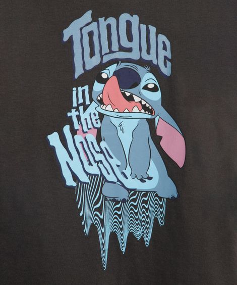 blusa de algodão infantil manga longa stitch cinza